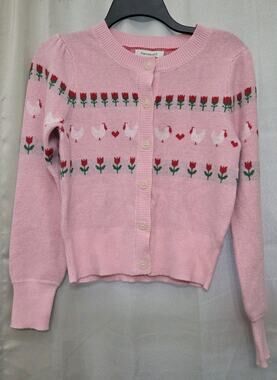 FRANCESCA'S Alexa Chicks and Tulips Cardigan SIZE XS